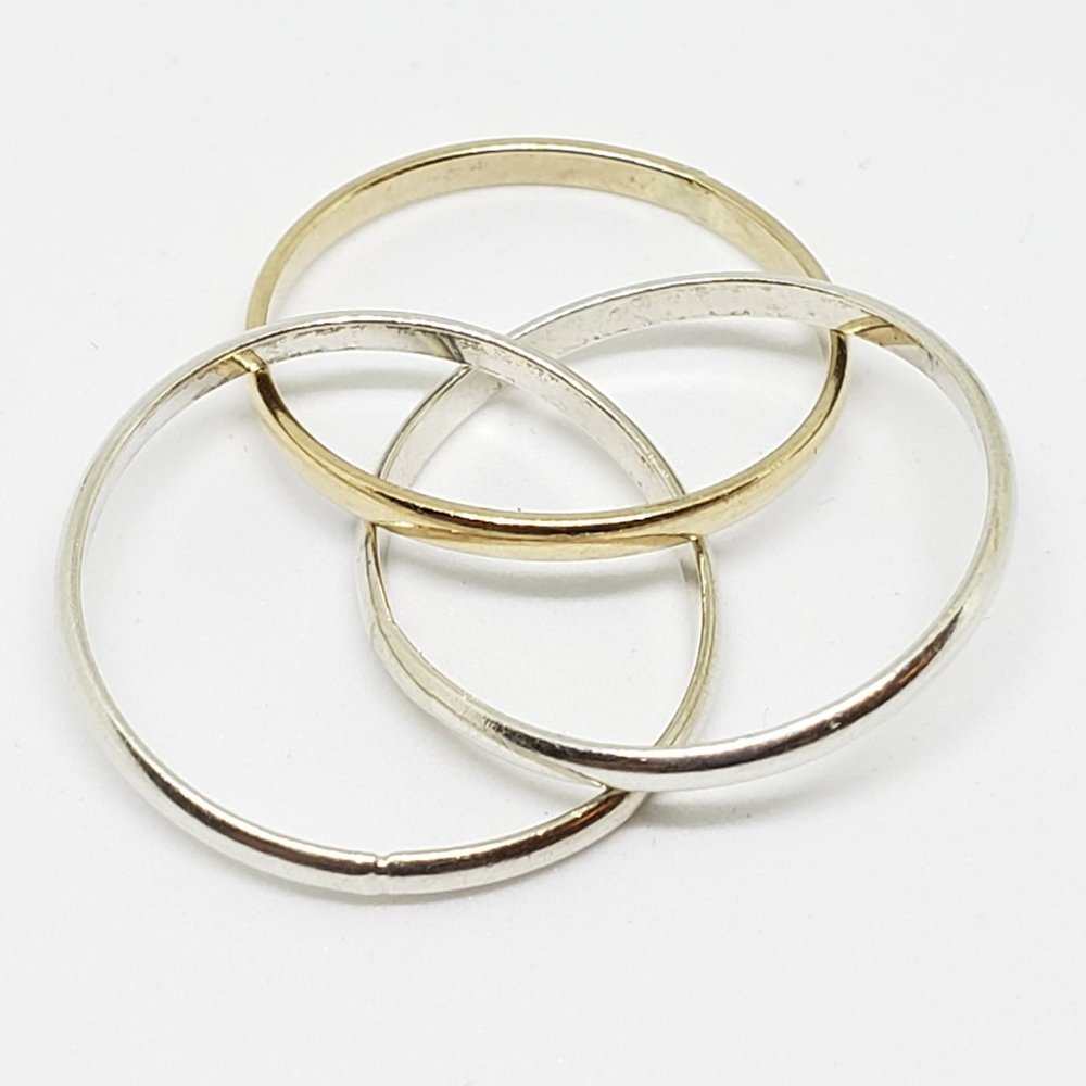 Set of 3 Sterling Silver 925 Interlocking Entwined Infinity Rings - Size 5 - Picture 6 of 10